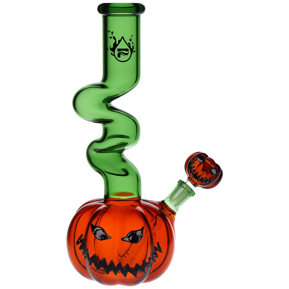 Pulsar ~ Twisty And Wicked Jack-O-Lantern Glass Water Pipe - 11" / 14mm F