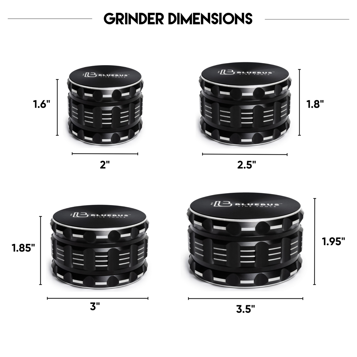 BLUEBUS - GA 4-Piece Aluminum Herb Grinder – 2-Inch Compact | BlueBus Fine Tools