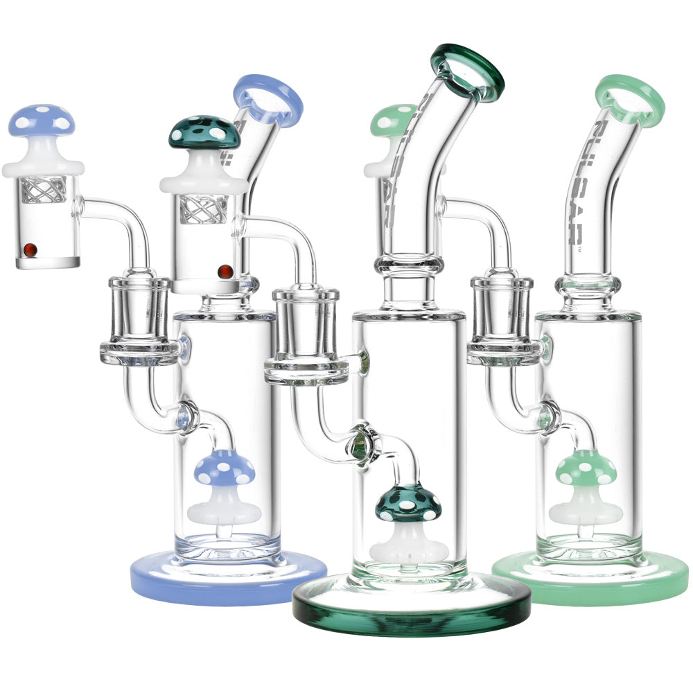 Pulsar ~ Shroom Rig Set w/ Carb Cap - 8.5"/14mm F/Colors Vary