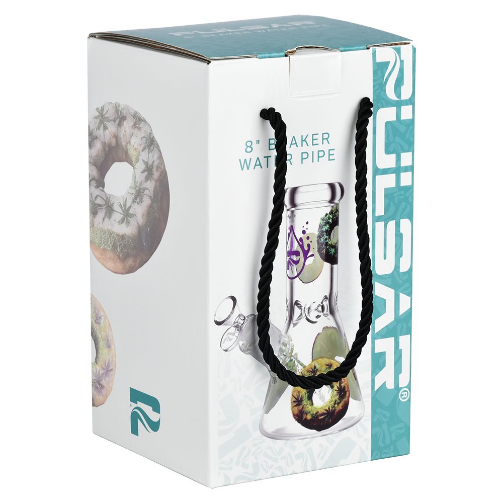 Pulsar ~ Forbidden Donuts Design Series Glass Beaker Water Pipe - 7.75" / 14mm F