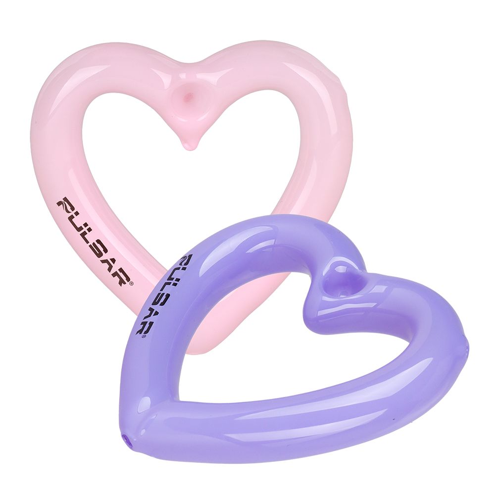 Pulsar ~ 2PC SET - Pulsar Balloon Heart Glass Hand Pipe - 4.5" / Assorted Colors