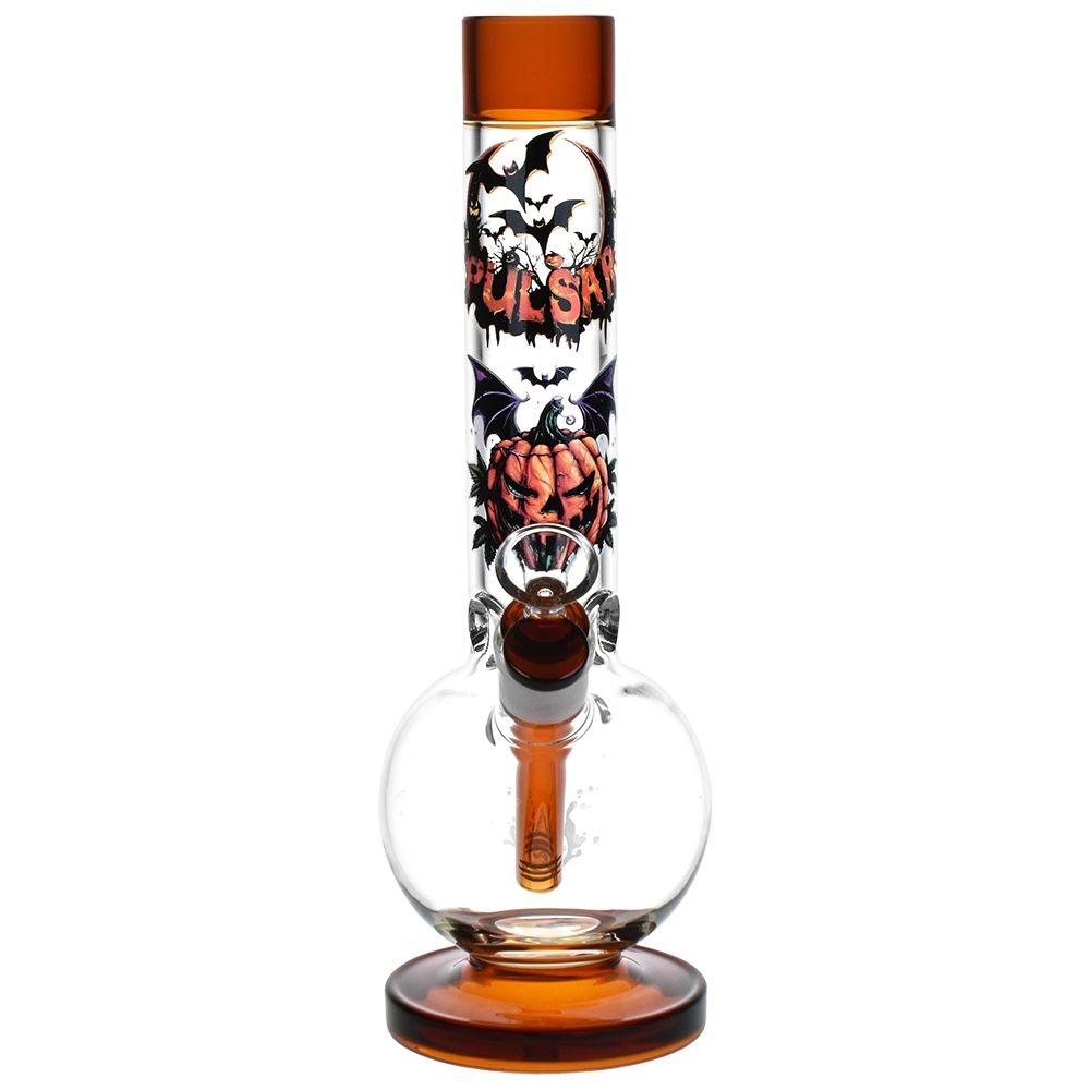 Pulsar ~ Halloween Round Ball Glass Water Pipe - 11.75" / 14mm F
