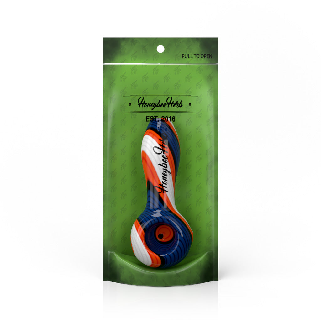 Honeybee Herb ~ Colorburst Linework Spoon Pipe