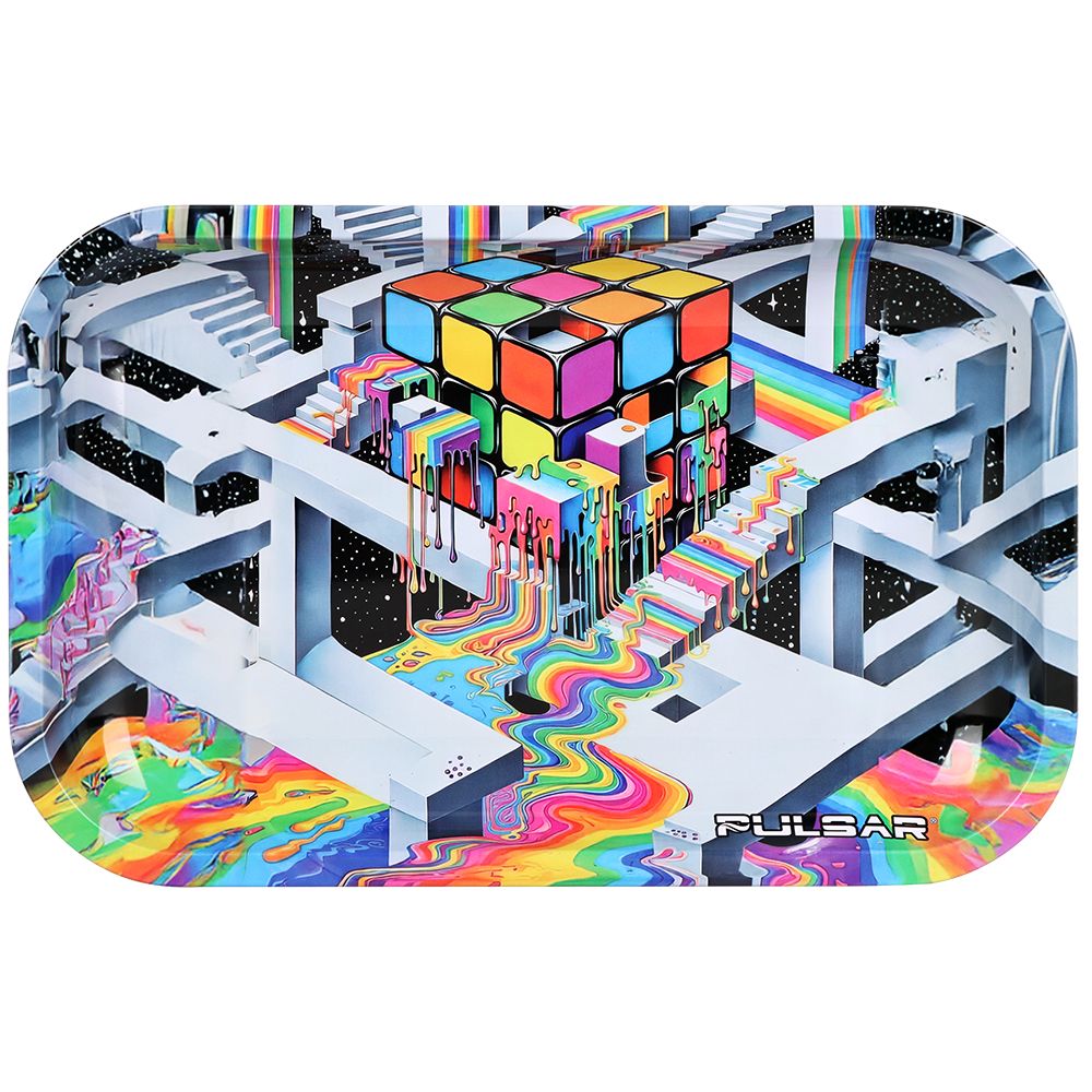 Pulsar ~ Metal Rolling Tray - Cubic Reality / 11"x7"