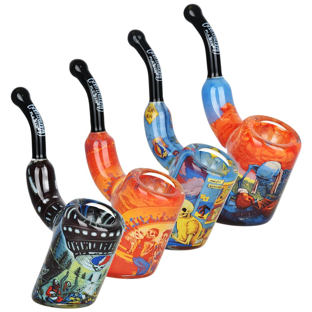 Pulsar ~ Grateful Dead x Pulsar Inside Print Bent Sherlock Pipe | 4"