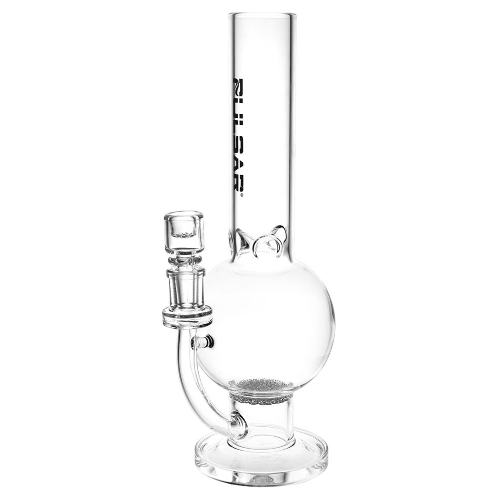 Pulsar ~ Round Ball Glass Water Pipe - 12" / 14mm F / Clear