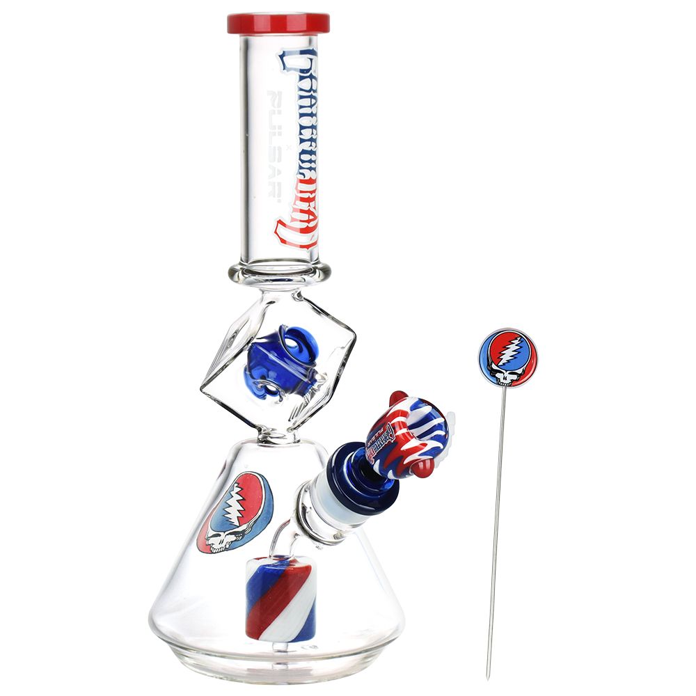 Pulsar ~ Grateful Dead x Pulsar Inception Cube Beaker Glass Water Pipe - 12.75" / 14mm F