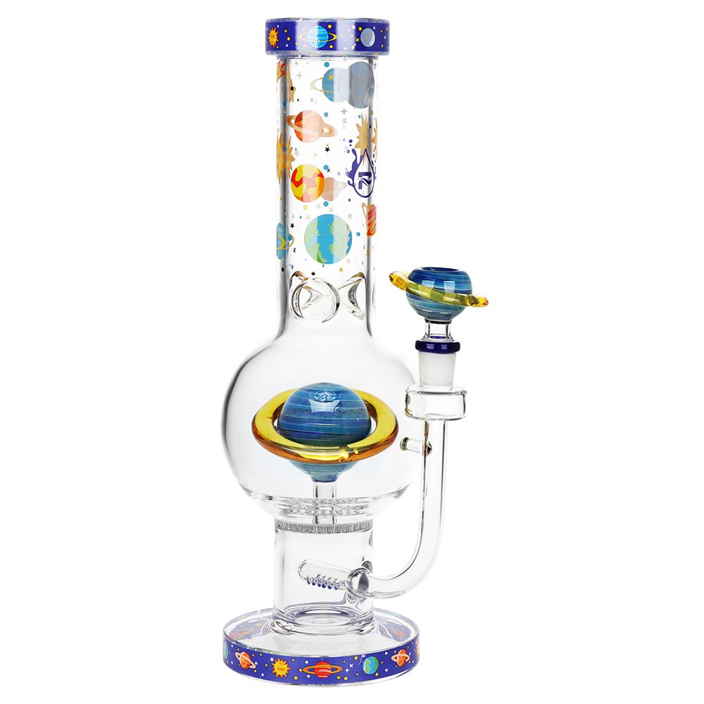 Pulsar ~ Rings of Saturn Bubble Base Glass Water Pipe - 12.75" / 14mm F