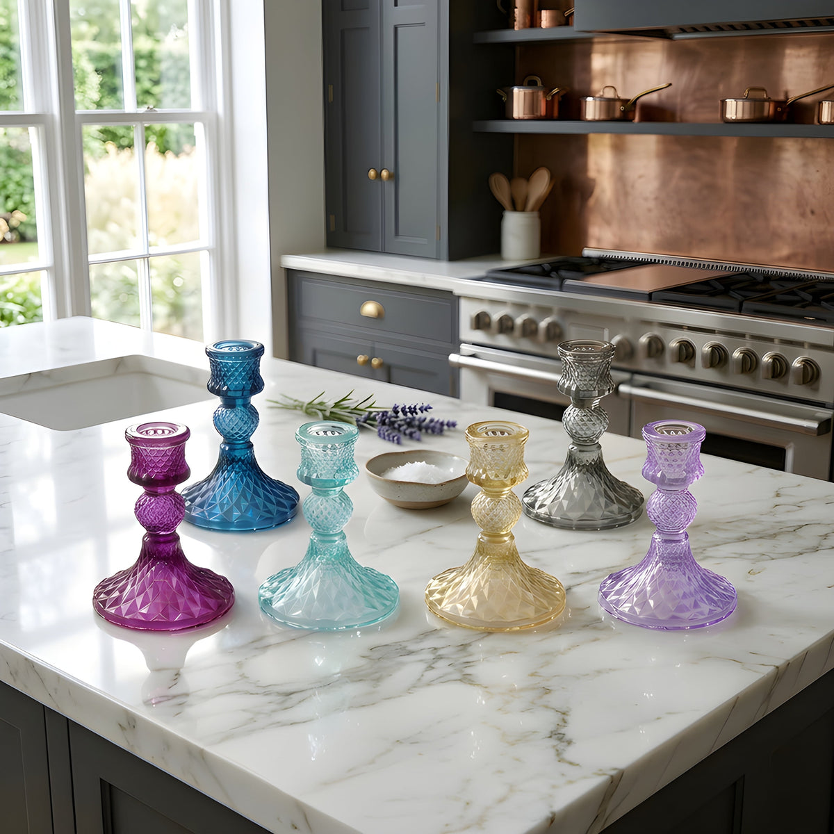 Colored Glass Taper Holder | Smoke