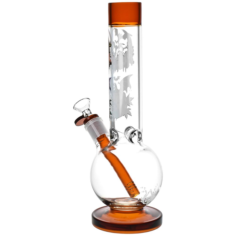 Pulsar ~ Halloween Round Ball Glass Water Pipe - 11.75" / 14mm F