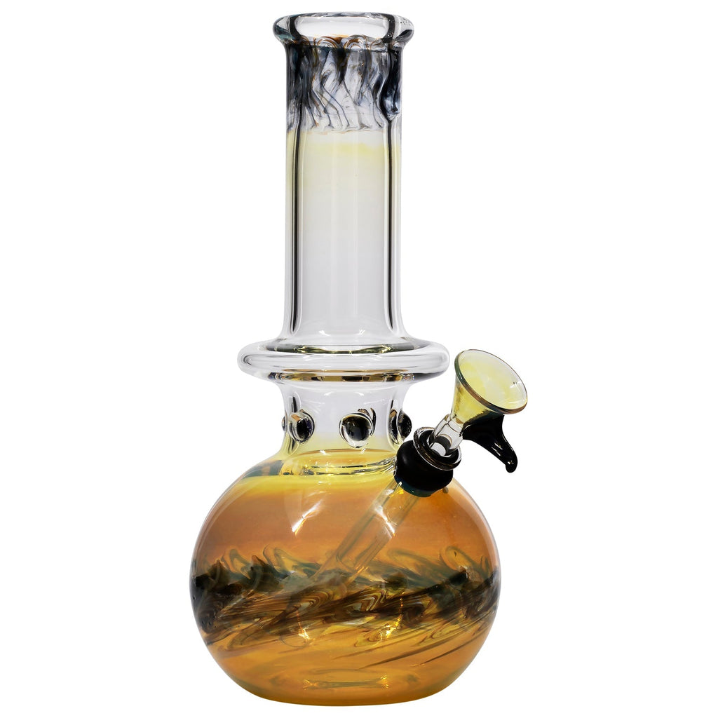 LA Pipes - Time Traveler Silver Fumed Pull-Stem Bubble Bong 8"