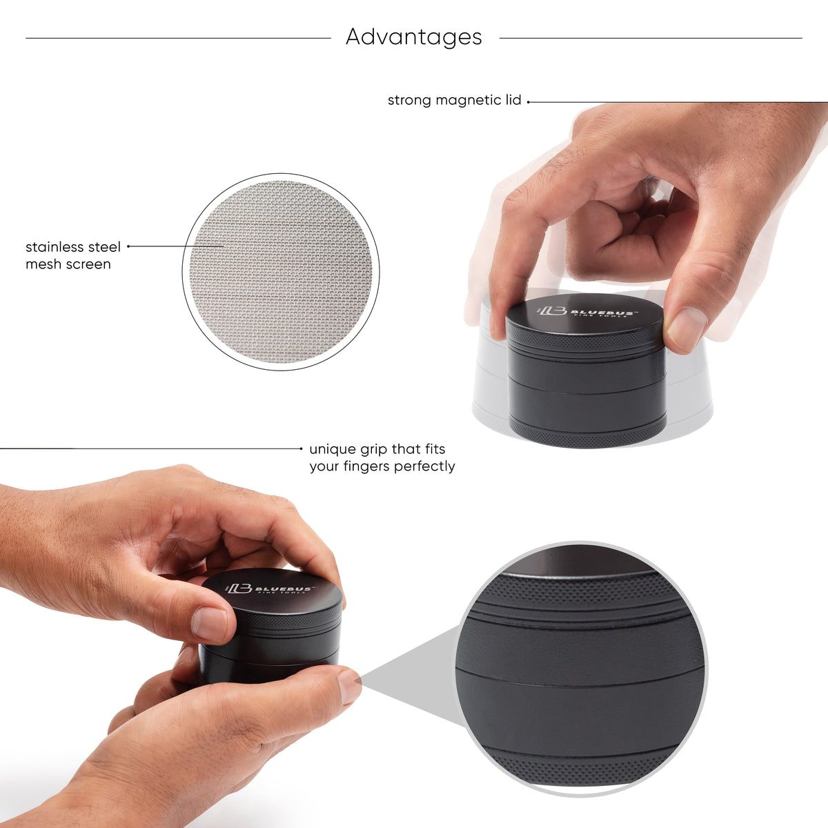 BLUEBUS - GC 4-Piece Ceramic Herb Grinder – 2.5-Inch Teal | BlueBus Fine Tools