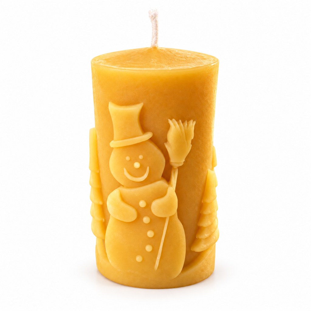 Frosty The Snowman Beeswax Pillar Candle
