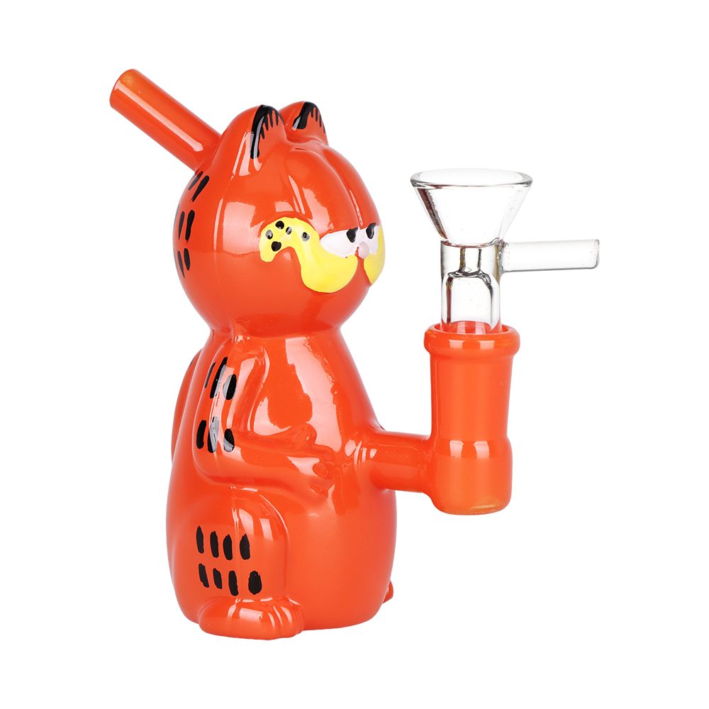 SeshGear ~ Lasagna Lovin' Cat Glass Water Pipe - 4.5" / 14mm F