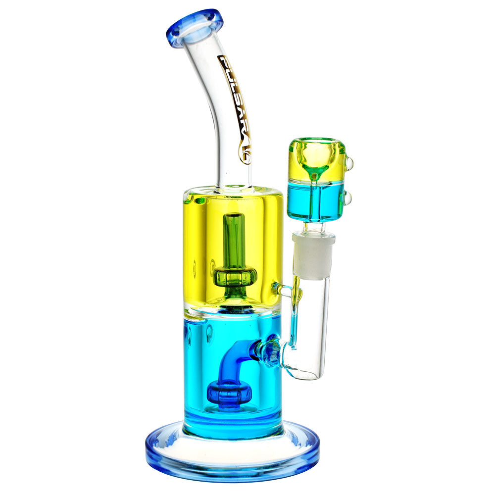 Pulsar ~ Bicolor Glycerin Chugger Water Pipe | 9.75" | 14mm F