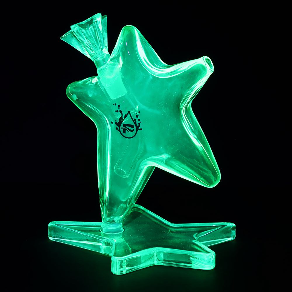 Pulsar ~ Star Power Glass Water Pipe - 6.5" / 14mm F / Green