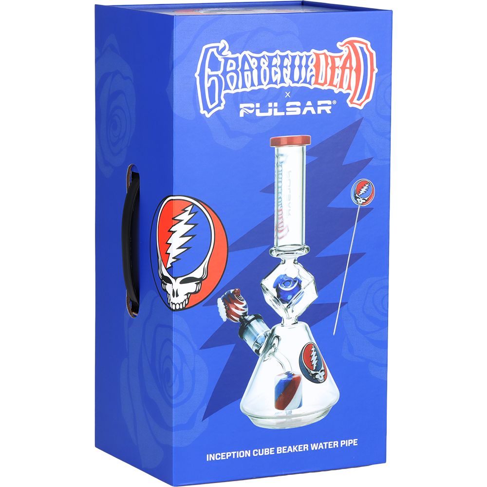 Pulsar ~ Grateful Dead x Pulsar Inception Cube Beaker Glass Water Pipe - 12.75" / 14mm F