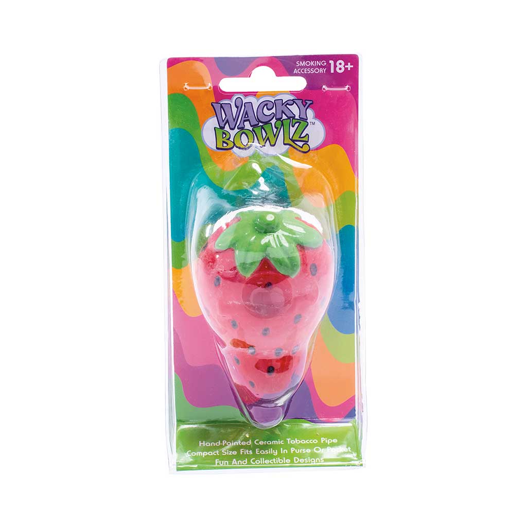 WACKY BOWLZ ~ STRAWBERRY CERAMIC HAND PIPE