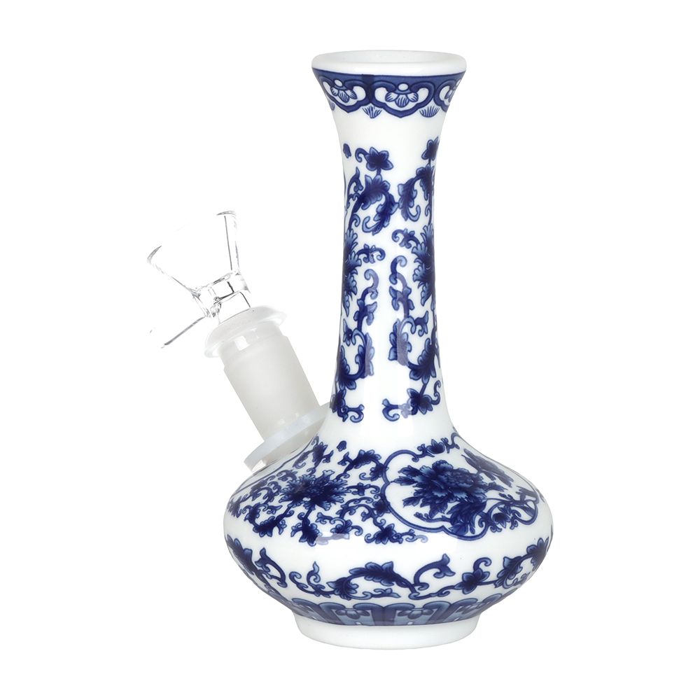 SeshGear ~ Chinese Vase Ceramic Water Pipe - 5.5" / 14mm F / Oval Base