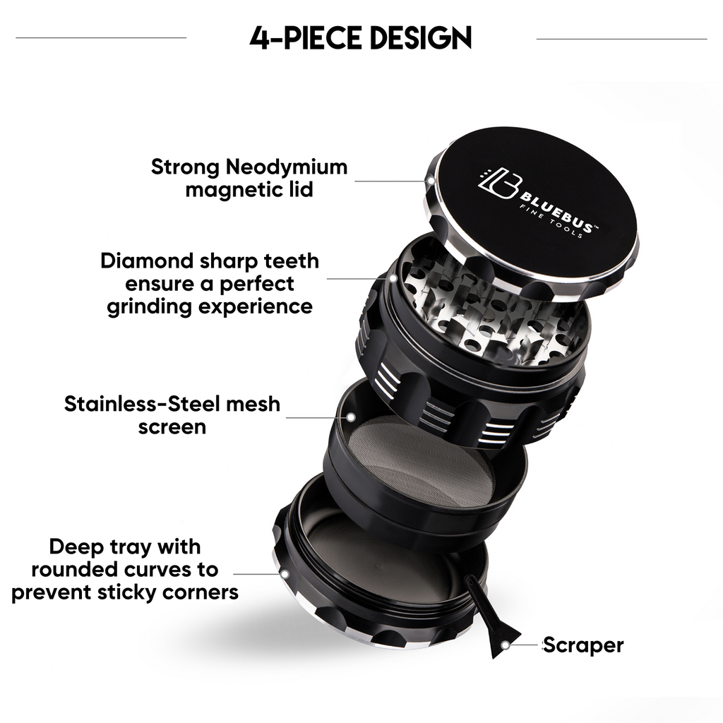 BLUEBUS - GA 4-Piece Aluminum Herb Grinder – 2-Inch Compact | BlueBus Fine Tools