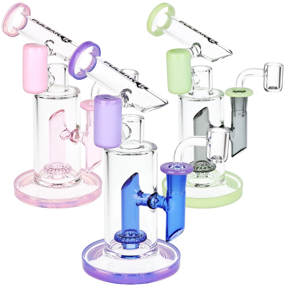 Pulsar ~ Bicolor Fractured Tower Glass Dab Rig | 8" | 14mm F