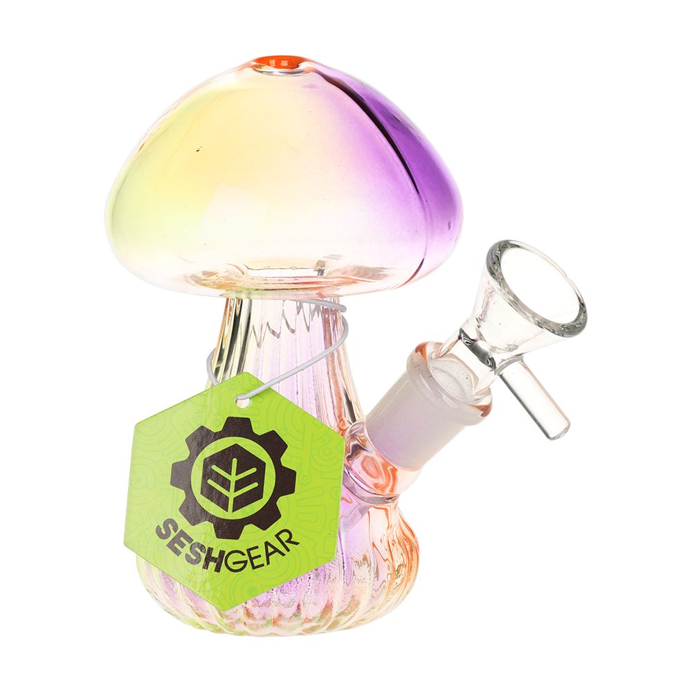 SeshGear ~ Electroplated Mushroom Glass Bubbler - 4.75" / 14mm F