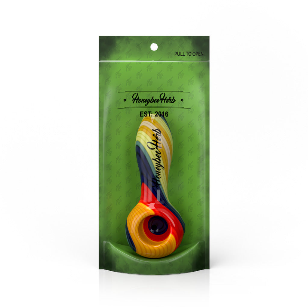 Honeybee Herb ~ Vibrant  Linework Twist Spoon Pipe