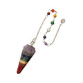 7 Chakra Faceted Pendulum with 7 Chakra Stones