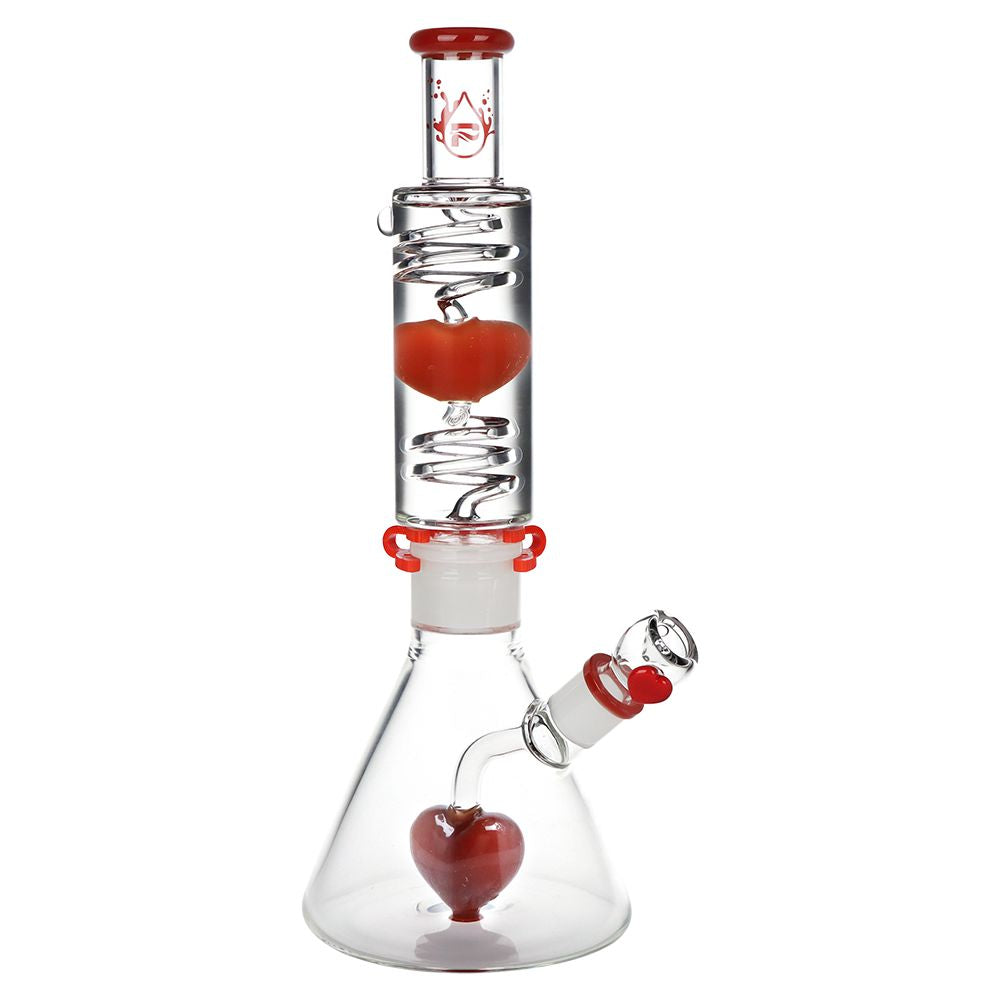 Pulsar ~ Love Heart Beat Glycerin Beaker Glass Water Pipe - 14" / 19mm F
