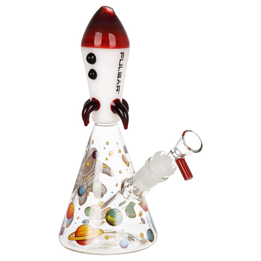 Pulsar ~ Rocket Ship Glass Water Pipe - 7.75" / 14mm F