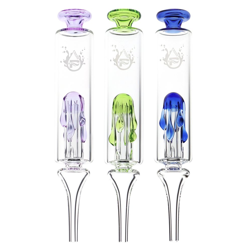 Pulsar ~ Honey Drip Glass Dab Straw - 7.5" / Assorted Colors 3ct