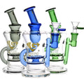 Diamond Glass - Gold Ratchet Perc Recycler Water Pipe - 7.75" / 14mm F