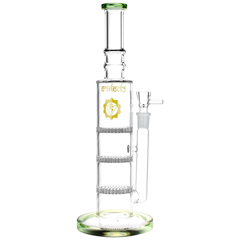 Chakra Glass - Rising Awareness Chakra Glass Water Pipe - 12" / 14mm F / Colors Vary