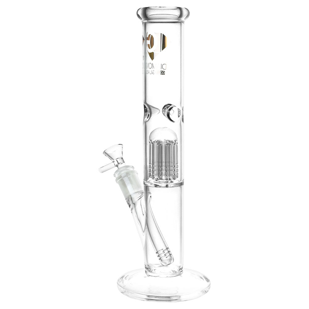 Diamond Glass - Gold Pearl 8-Arm Perc Water Pipe - 12" / 14mm F / Colors Vary