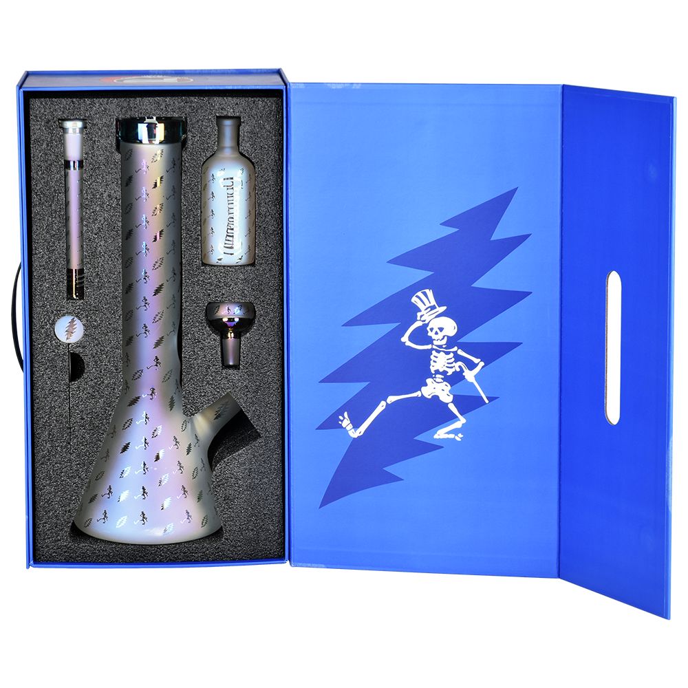 Pulsar ~ Grateful Dead x Pulsar Bolts And Skellies Glass Beaker Water Pipe Set | 13.75" | 14mm F