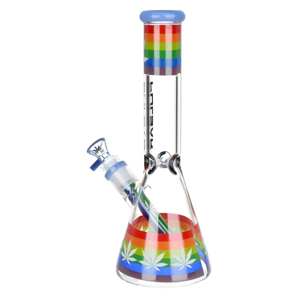 Pulsar ~ Rainbow Pride Glow Glass Beaker Water Pipe - 10"
