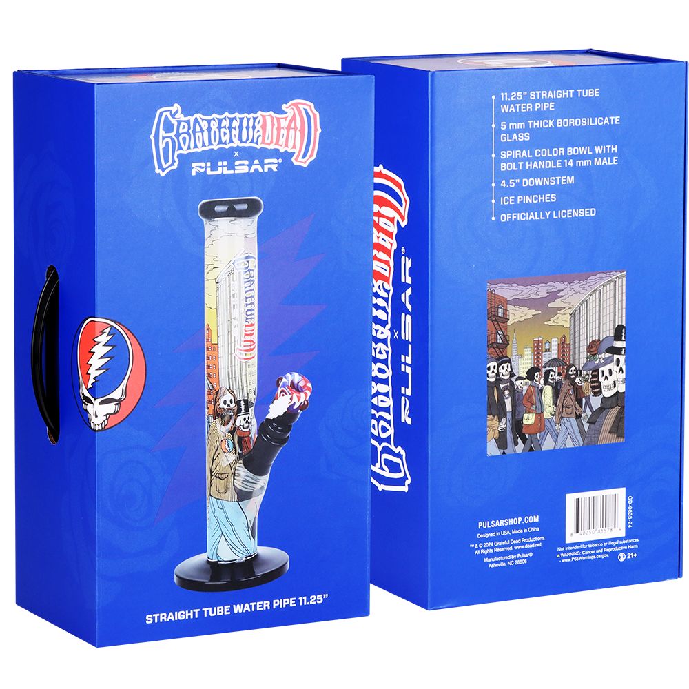 Pulsar ~ The Grateful Dead x Pulsar Inside Print Straight Tube Glass Water Pipe | 11.25" | 14mm F