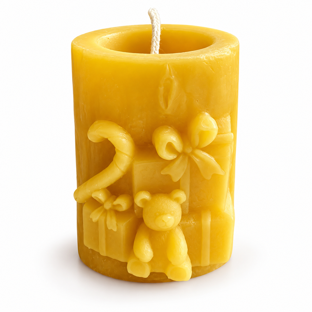 Christmas Beeswax Pillar Candles Santa Snowman Reindeer Gingerbread Holiday Gifts