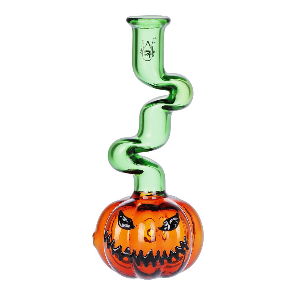 Pulsar ~ Twisty And Wicked Jack-O-Lantern Glass Hand Pipe - 5.7"