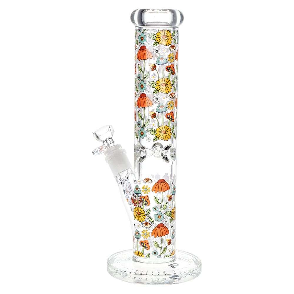 Pulsar ~ Design Series Straight Tube Glass Water Pipe - Flower Vision / 12" / 14mm F