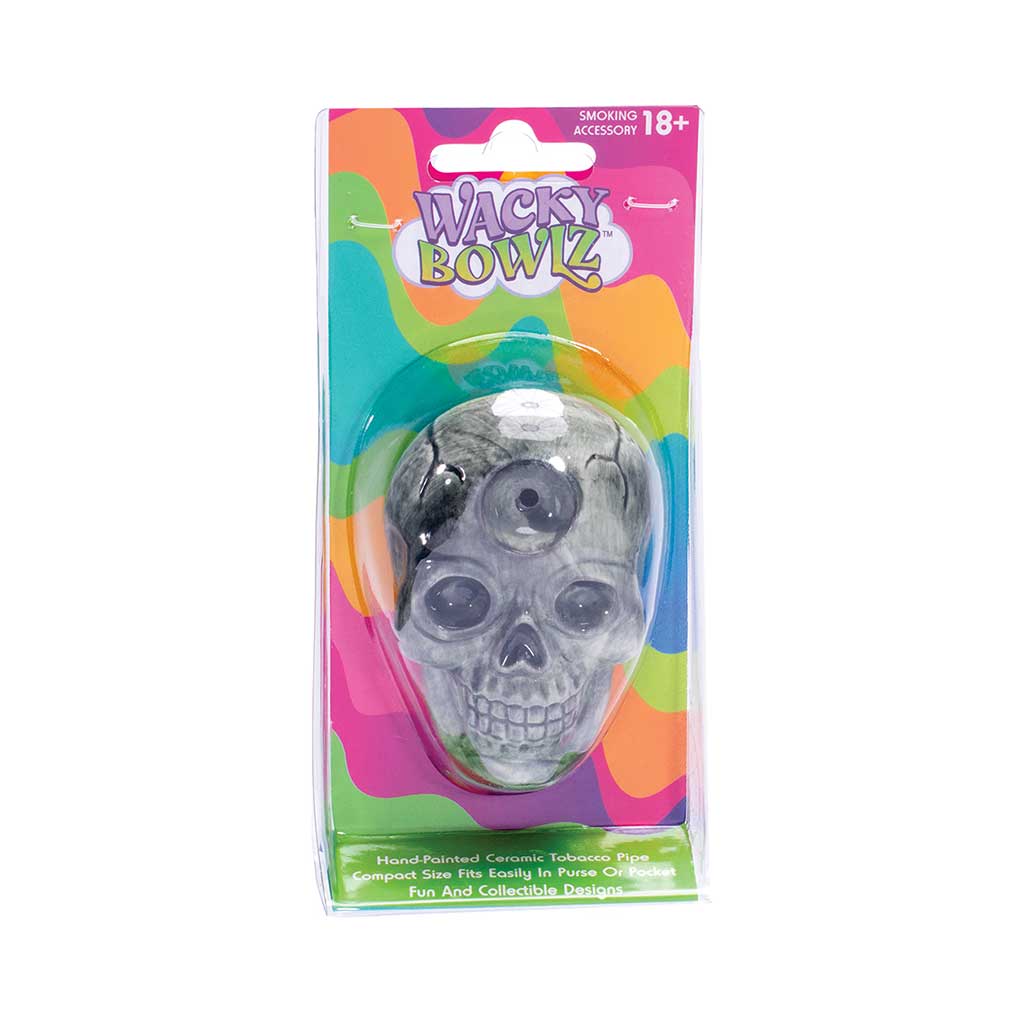 WACKY BOWLZ ~ SKULL CERAMIC HAND PIPE