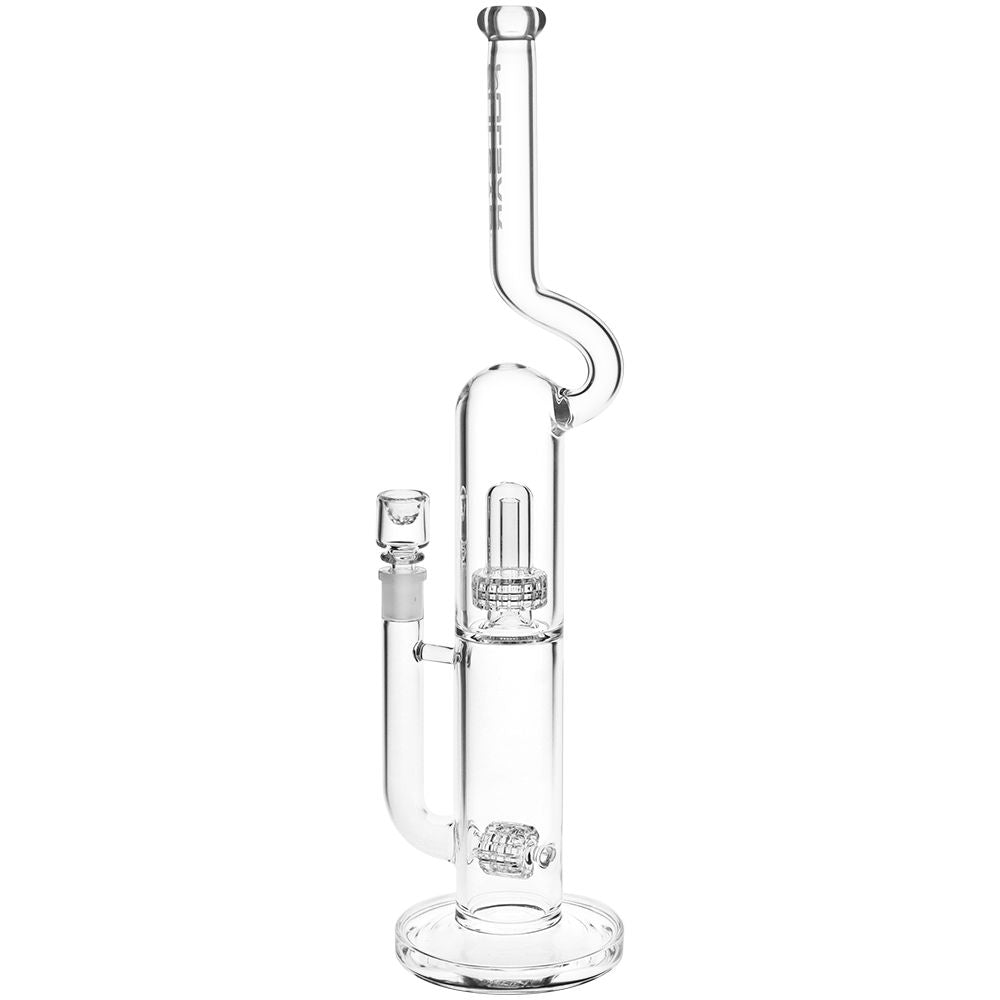 Pulsar~  Kink Neck Double Chamber Chugger Glass Water Pipe - 17.25" / 14mm F