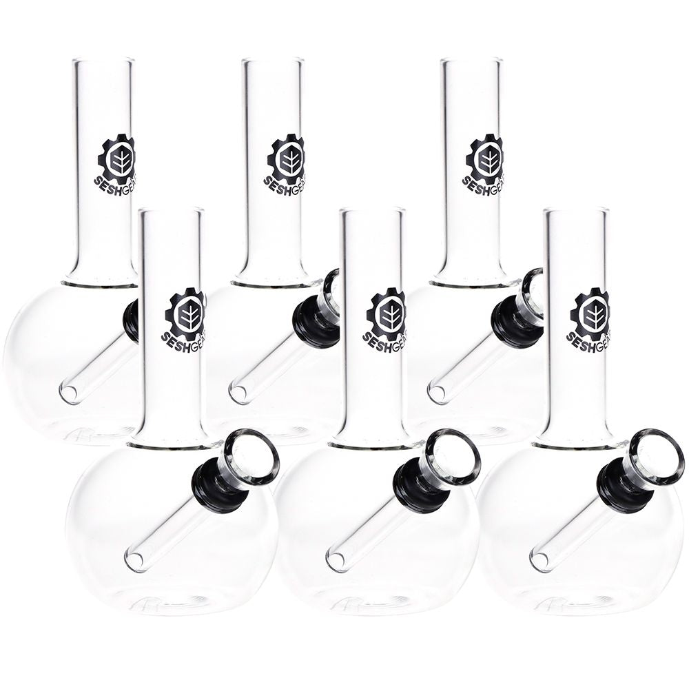 SeshGear - 6CT BUNDLE - SeshGear Round Glass Water Pipe - 5" / Clear