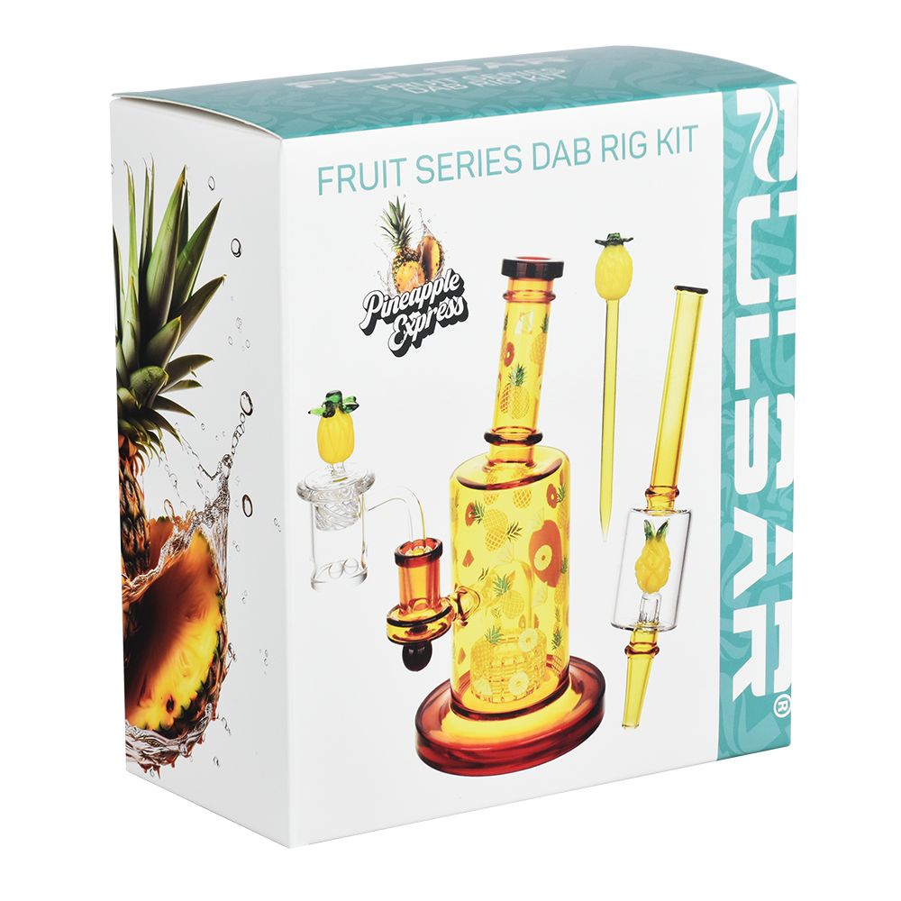 Pulsar ~ Fruit Series Pineapple Express Glow In The Dark Dab Rig Kit - 8" / 14mm F