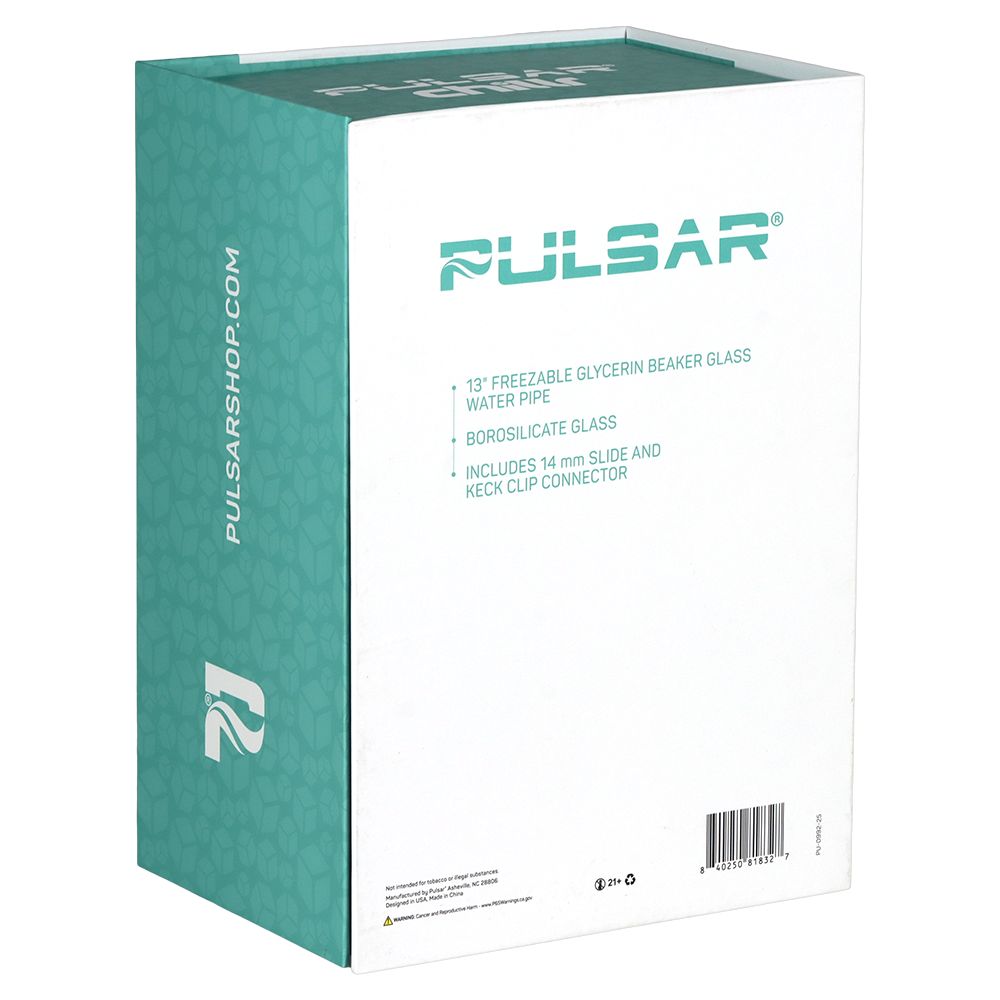 Pulsar ~ Chillr Glycerin Beaker Glass Water Pipe - 13" / 14mm F / Blue