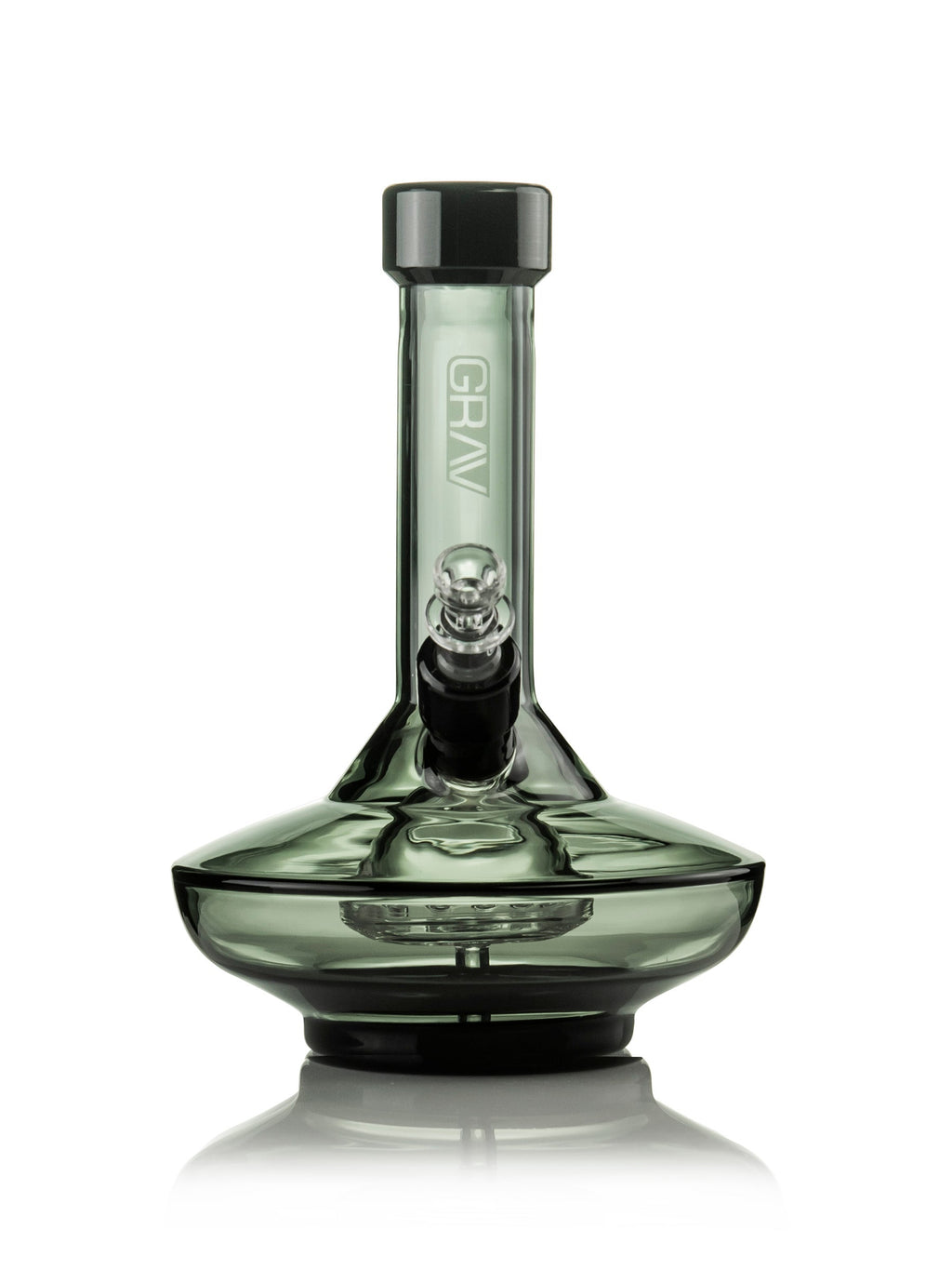 GRAV® > Small Wide Base Water Pipe in Smoke with Black Accents