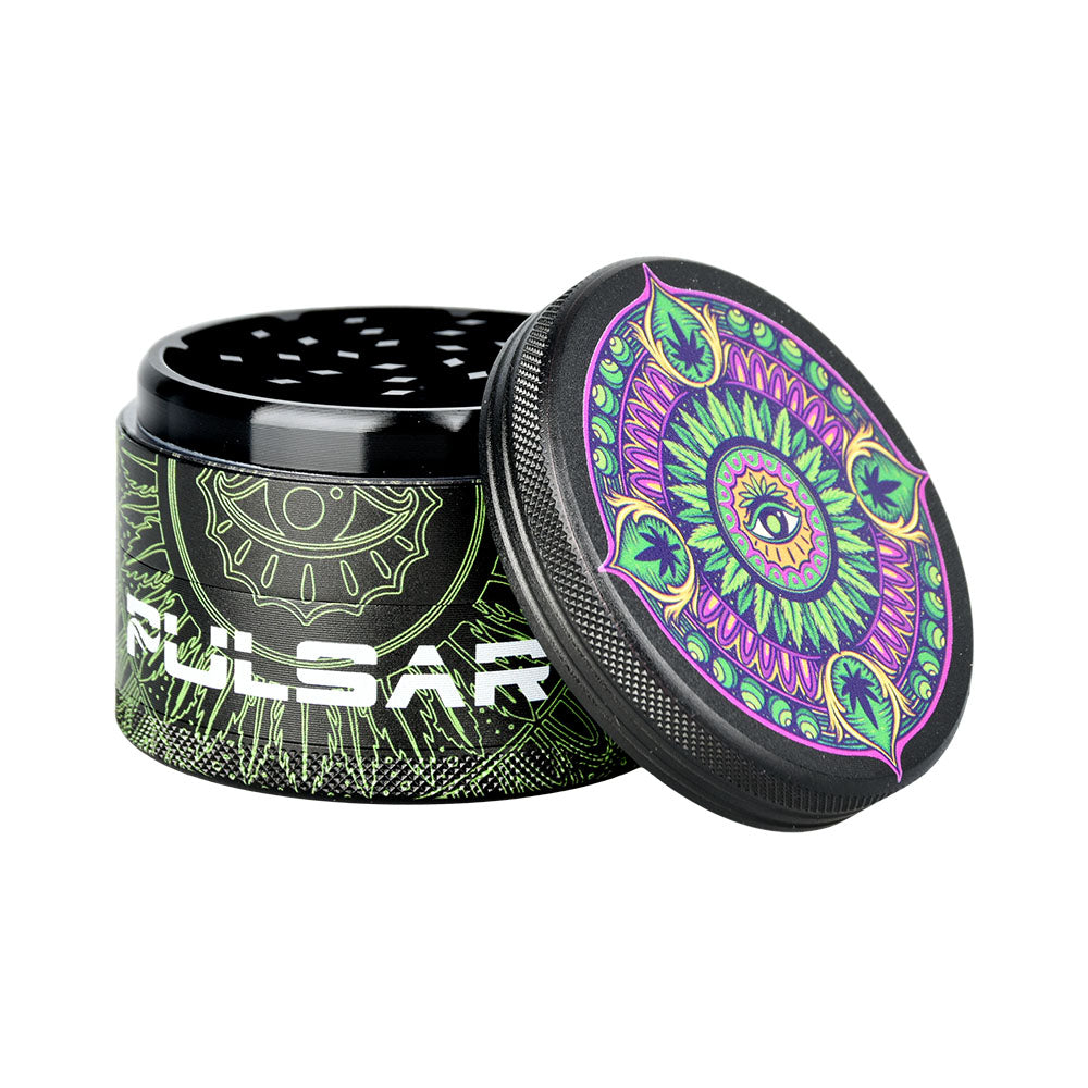 Pulsar ~ Design Series Grinder with Side Art - Hemp Mandala / 4pc / 2.5"