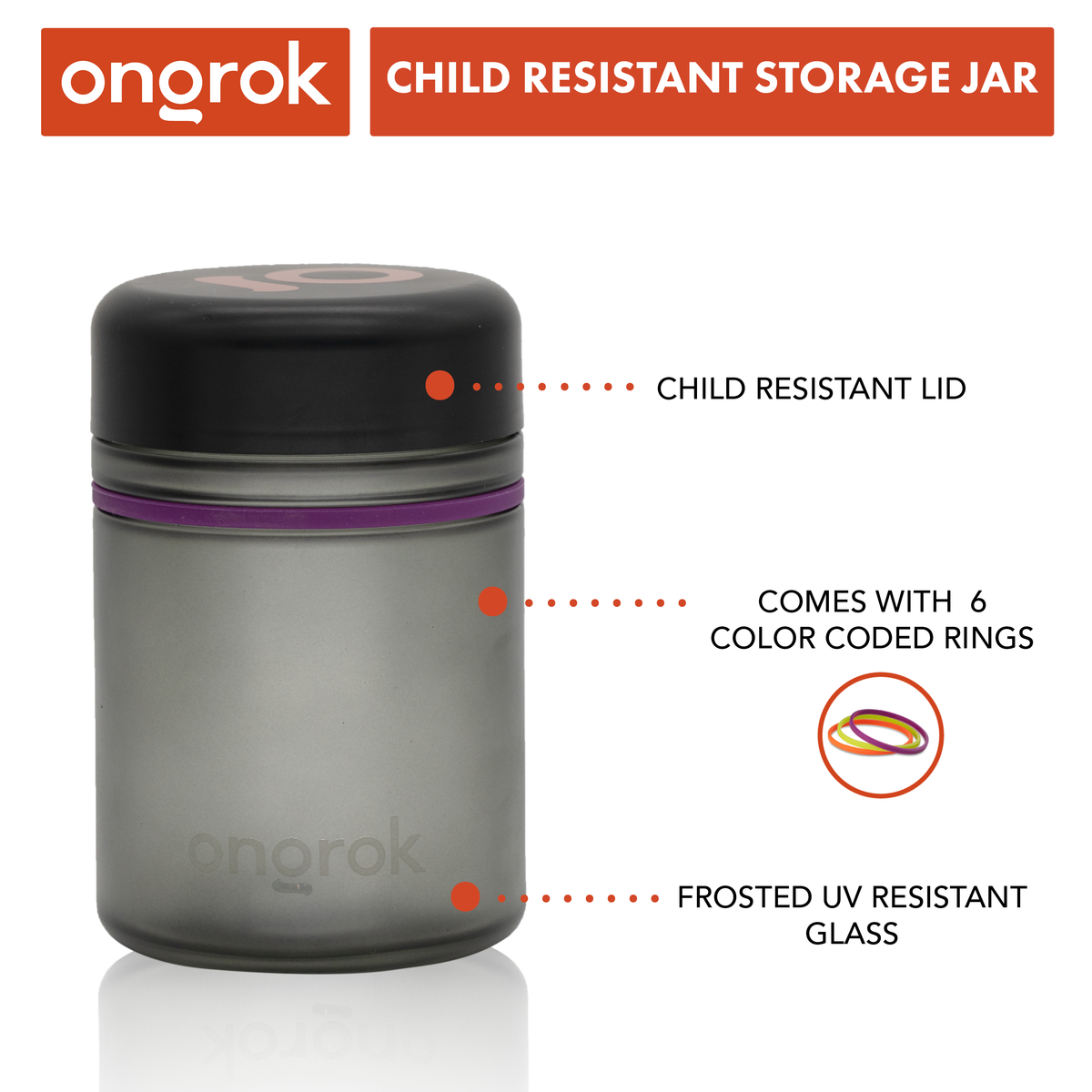 Ongrok - 500ml Child Resistant Jars, 2 pack