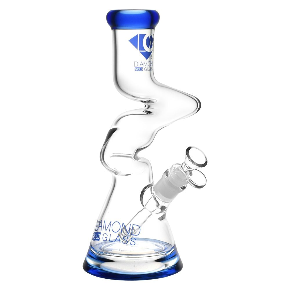 Diamond Glass - Gold Zong Beaker Water Pipe - 11" / 14mm F / Colors Vary