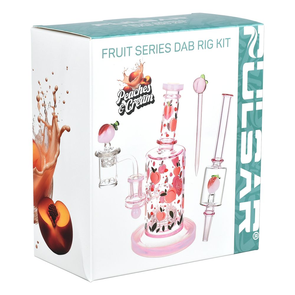 Pulsar ~ Fruit Series Peaches & Cream Glow in The Dark Dab Rig Kit - 8" / 14mm F
